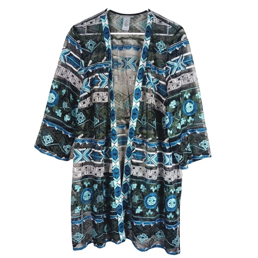 Catherines Sheer Open Front Kimono Cardigan 1X